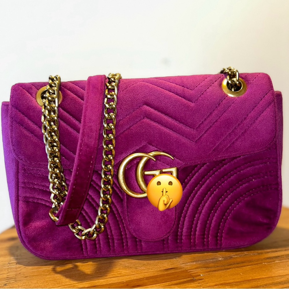 Purple Crossbody Bag with Gold Chain